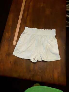 AQUA Swim White Smocked Terrycloth High-Waisted Shorts